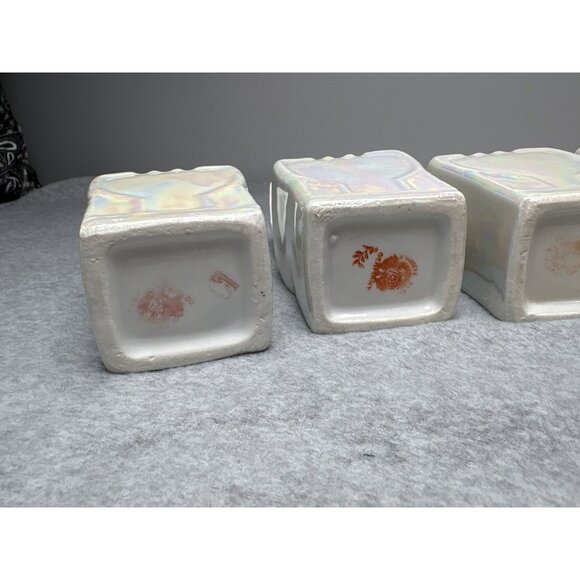 Vintage German Iridescent Porcelain Spice Jar Set 1920s - Picture 10 of 14